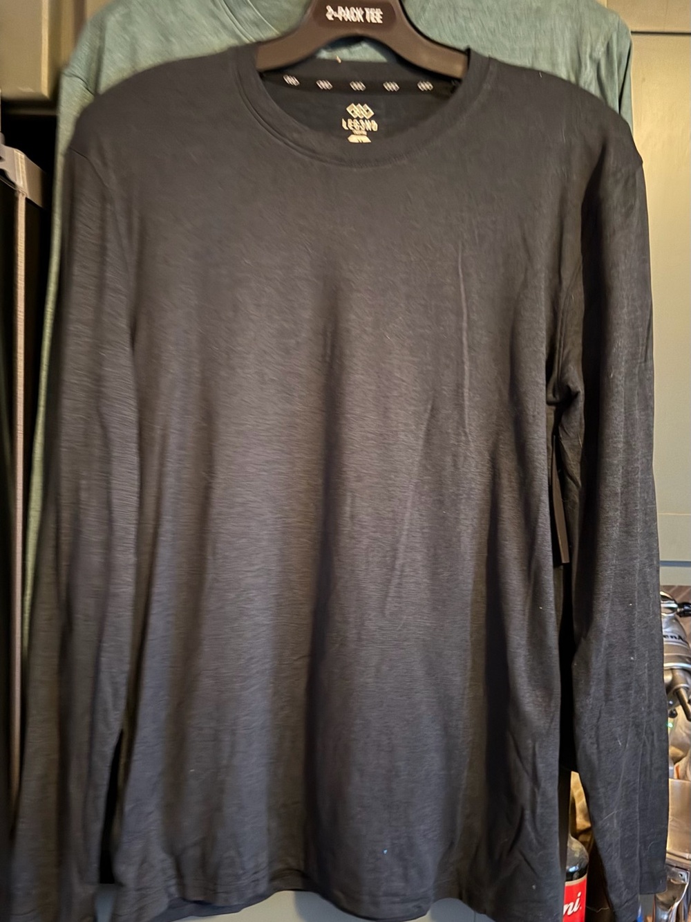 2 Men's Long Sleeve Crew Neck Shirt - Black and Green